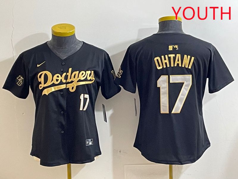 Youth Los Angeles Dodgers 17 Ohtani Black Gold Nike 2025 MLB Jersey style 4282